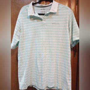 Columbia Collared Golf Striped Style Shirt Omni Wick Fabric Men's Large